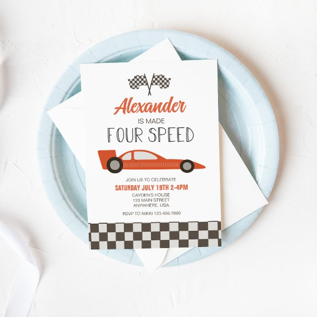 Race Car Made Four Speed Birthday Invitation (Creator Uploaded)