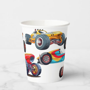 Race Car Monster Truck Cars Racing Design Paper Cups