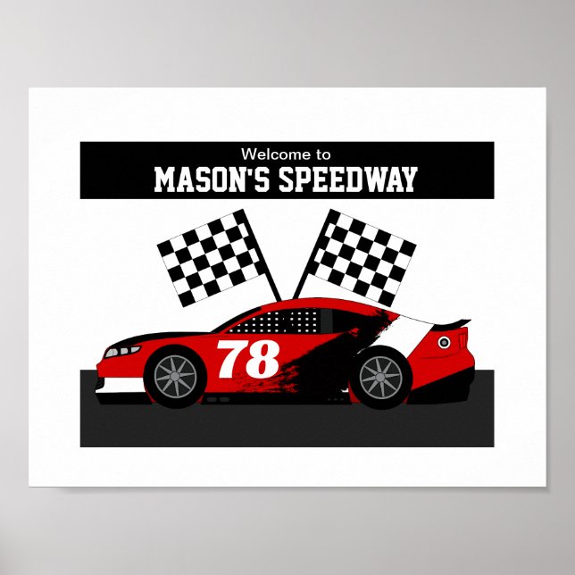Race Car Name and Number Poster (Front)