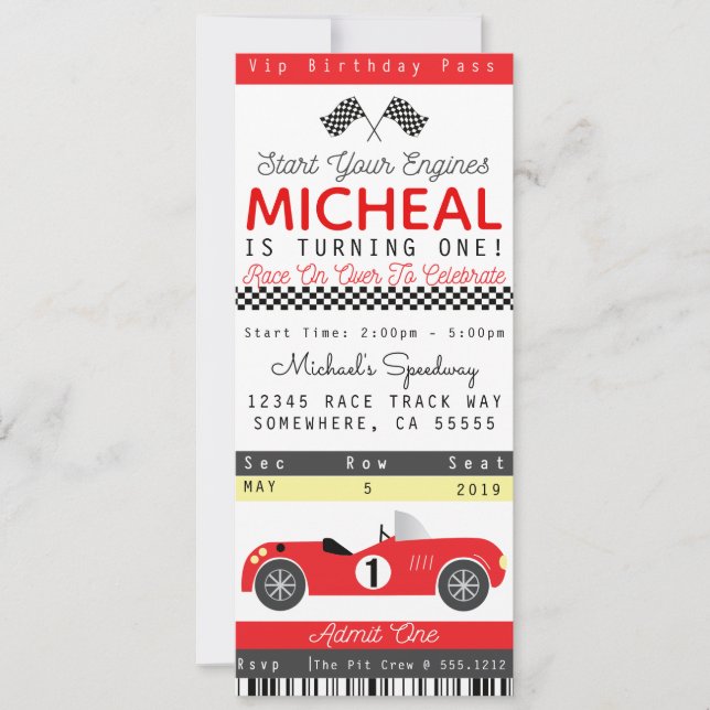 RACE CAR PARTY INVITE (Front)