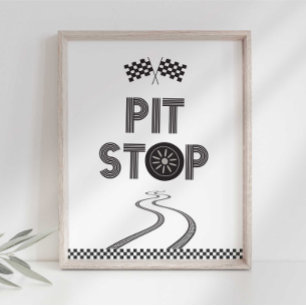Race Car Party Pit Stop Sign