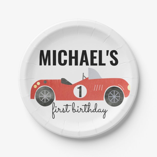 RACE CAR PARTY PLATE (Front)