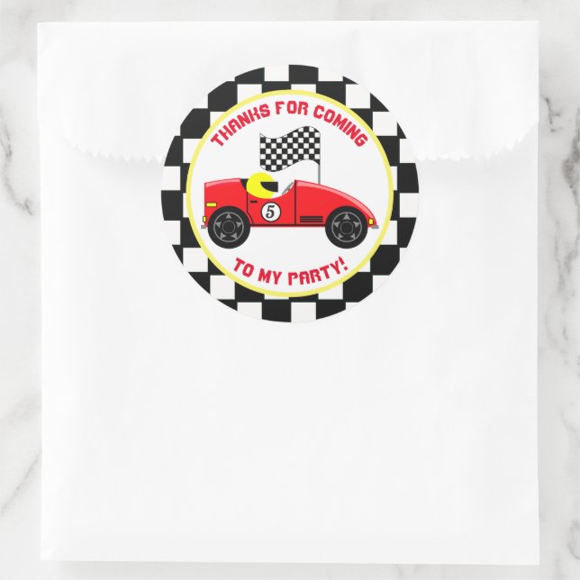 Race Car Personalised Birthday Party Stickers (Bag)