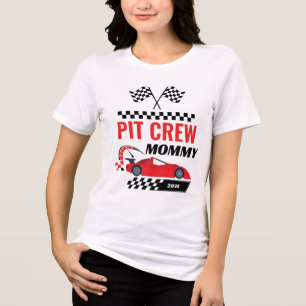 Race car pit crew mummy racing birthday matching Tri-Blend shirt