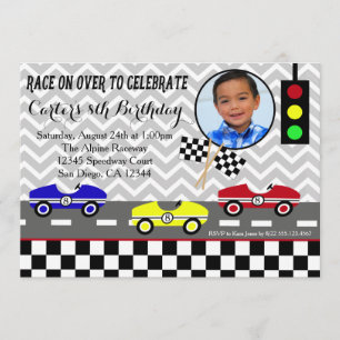 race car racecar boy birthday invitation