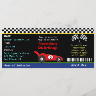 Race Car Racer Birthday Invitation