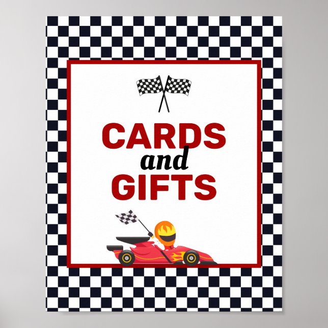 Race Car Racing Boy Birthday Cards and Gifts Poster (Front)