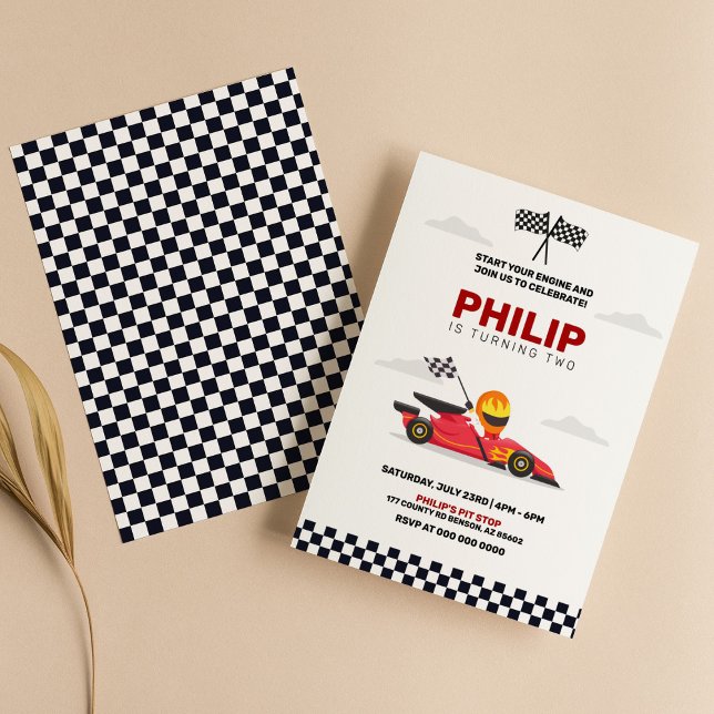 Race Car Racing Boy Birthday Party Invitation (Creator Uploaded)