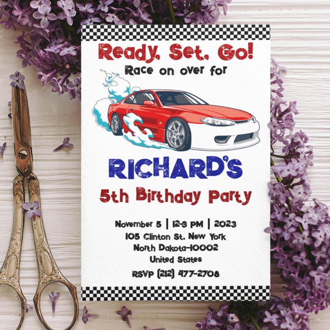 Race Car Racing Kid's Birthday Theme Invitation (Creator Uploaded)