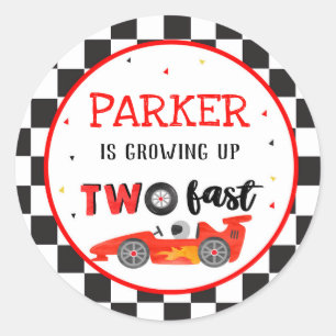 Race Car Racing Two Fast 2nd Birthday Stickers