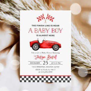Race Car Red Racing Boy Baby Shower Invitation