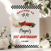 Race Car Red Racing Kids Birthday Welcome