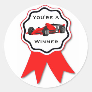 Race Car Red Ribbon Sticker