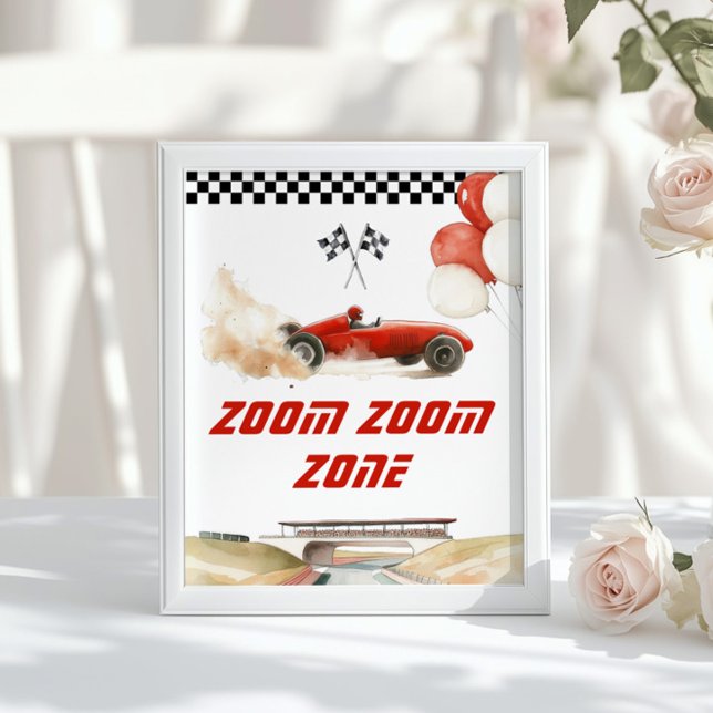 Race Car Red Zoom zoom zone Birthday games Poster (Creator Uploaded)