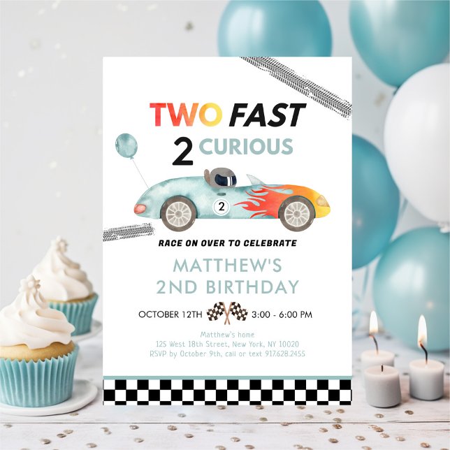 Race Car Second Birthday Two Fast Invitation (Creator Uploaded)