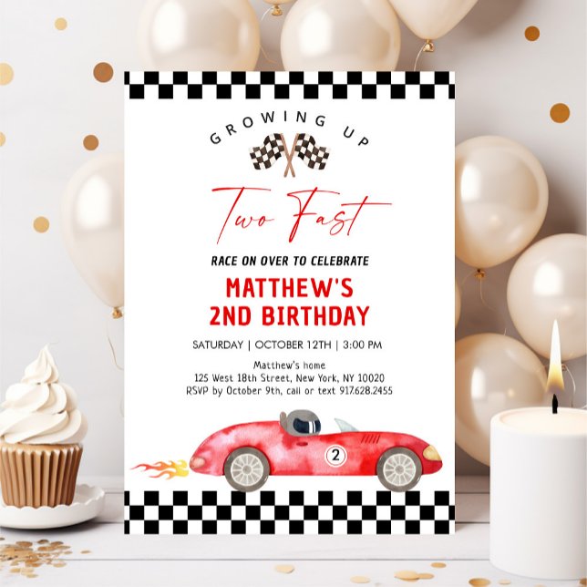 Race Car Second Birthday Two Fast Invitation (Creator Uploaded)