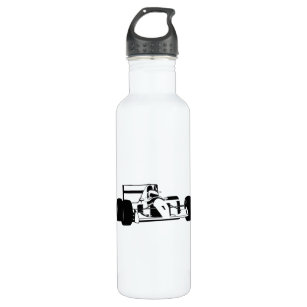Race Car Silhouette black and white 710 Ml Water Bottle