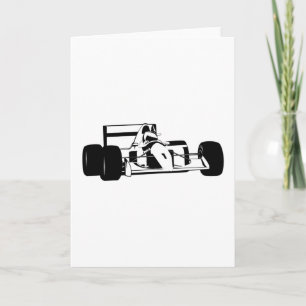 Race Car Silhouette black and white Card