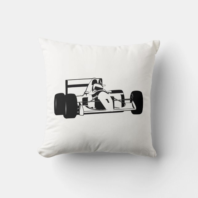 Race Car Silhouette black and white Cushion (Front)