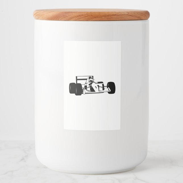 Race Car Silhouette black and white Food Label (Front)