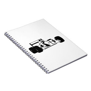 Race Car Silhouette black and white Notebook
