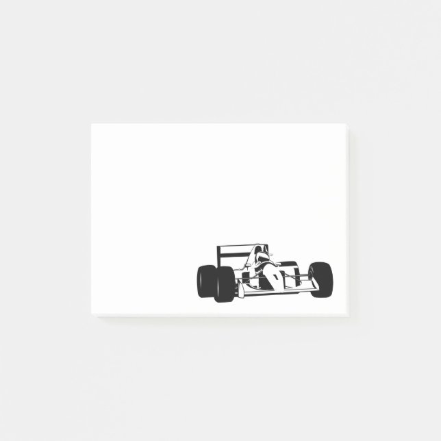 Race Car Silhouette black and white Post-it Notes (Front)