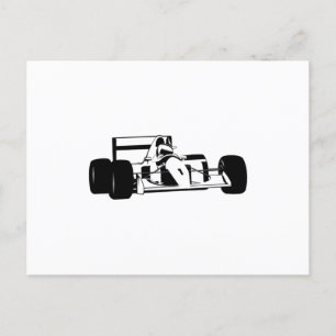 Race Car Silhouette black and white Postcard