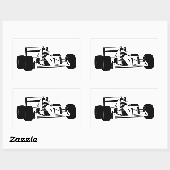 Race Car Silhouette black and white Rectangular Sticker (Sheet)