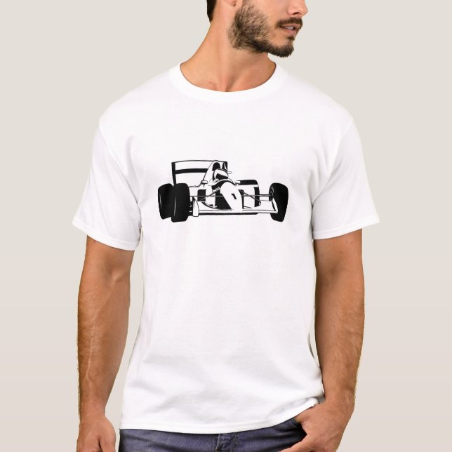 Race Car Silhouette black and white T-Shirt (Front)
