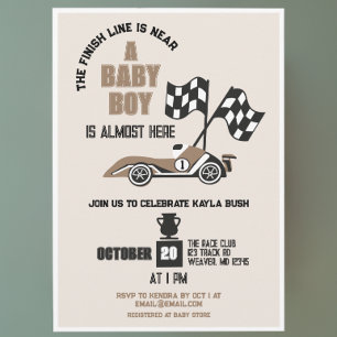 Race Car Sporty Boy Baby Shower Invitation