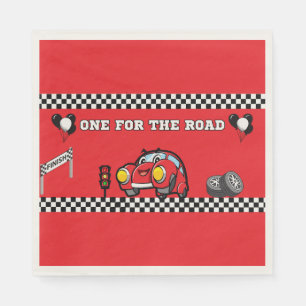 RACE CAR STANDARD RED, BLACK LUNCHEON NAPKINS 