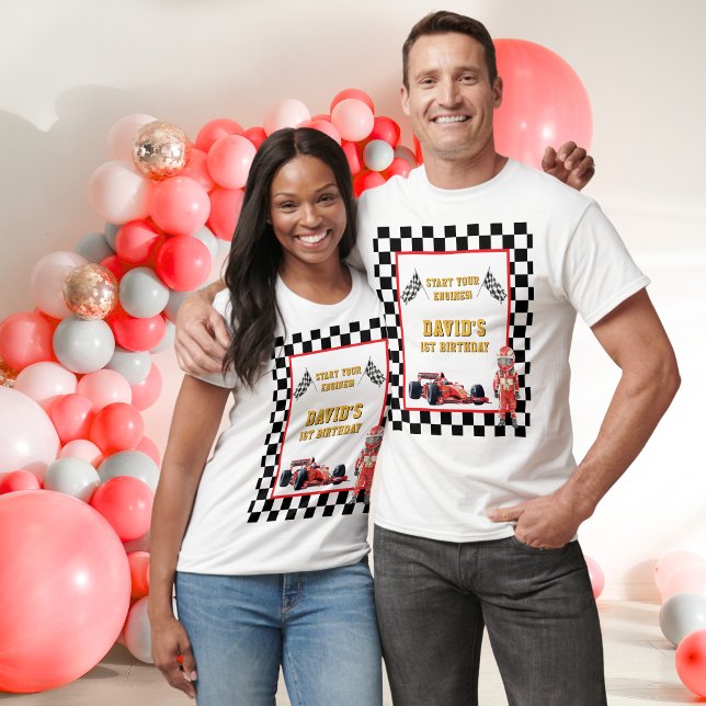 Race Car Start Your Engines 1st Birthday Men's T-Shirt (Creator Uploaded)