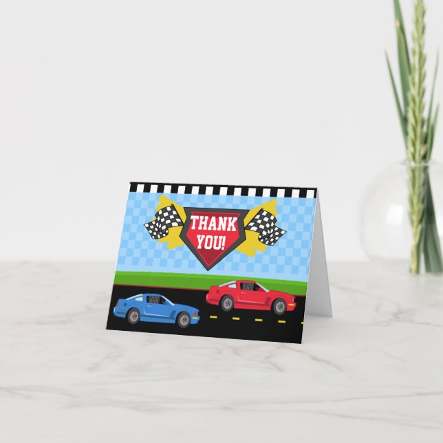 Race Car Thank You Card Folded Note Card (Front)