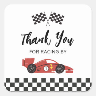 Race Car Thank You Sticker