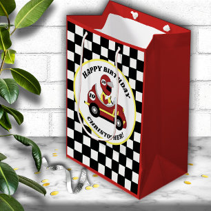 Race Car Theme Birthday Party Personalised Medium Gift Bag