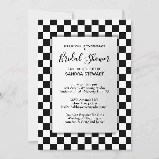 Race Car Theme Bridal Shower Invitation (Front)