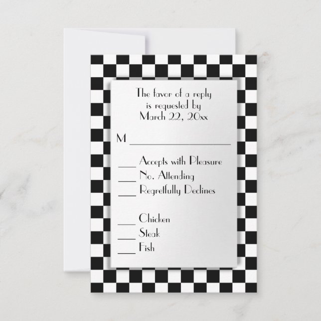 Race Car Theme RSVP with Menu Choice (Front)