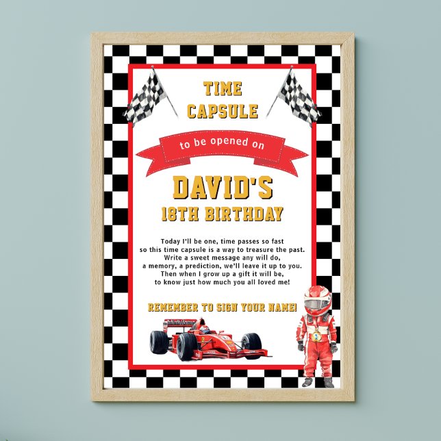 Race Car Themed  Birthday Time Capsule Game Poster (Creator Uploaded)