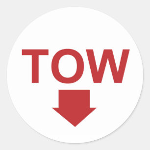 Race car "TOW" Sticker Set with Arrow, White