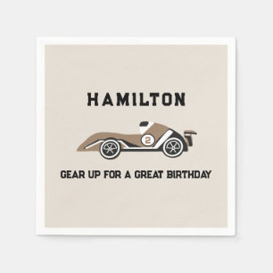 Race Car Two Fast Sporty Birthday Napkin