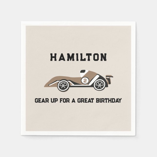 Race Car Two Fast Sporty Birthday Napkin (Front)