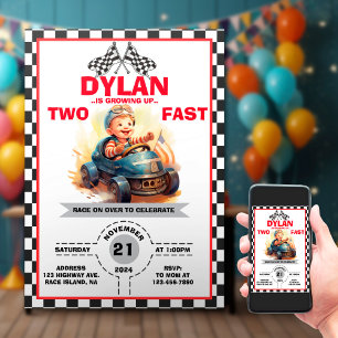 Race Cars 2nd Birthday Invite