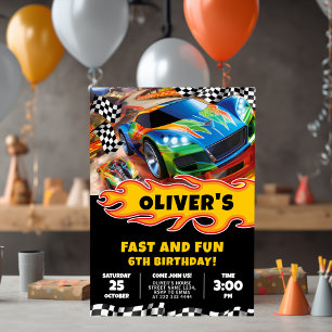 Race Cars Birthday and Coloring Invitation