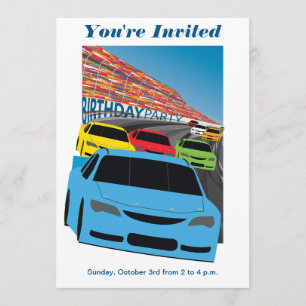 Race Cars Birthday Party Invitation - Editable