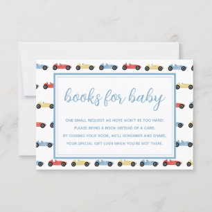 Race Cars Blue Boy Baby Shower Books For Baby Card