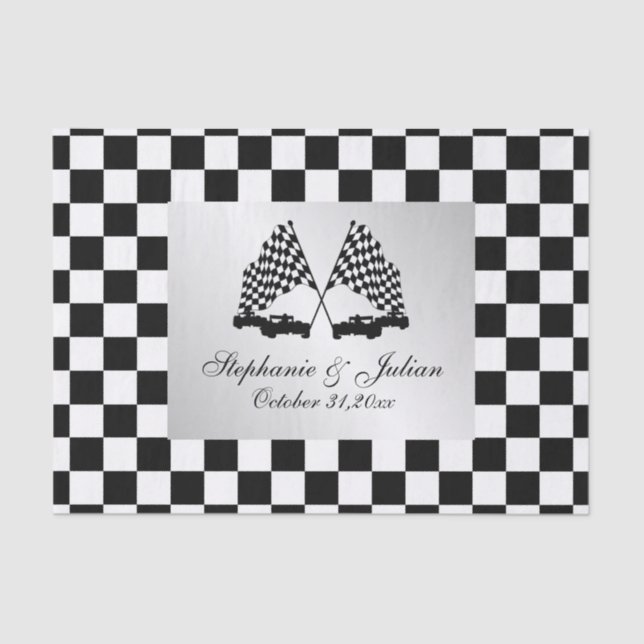 Race Cars Chequered Flag Tissue Paper (Front)