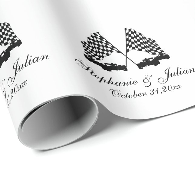 Race Cars Chequered Flag Wrapping Paper (Roll Corner)