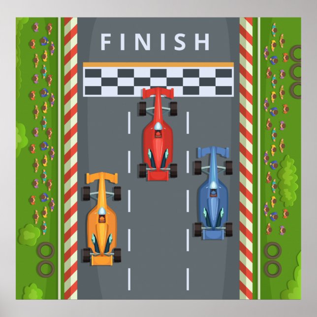 Race Cars Finish Line Poster (Front)