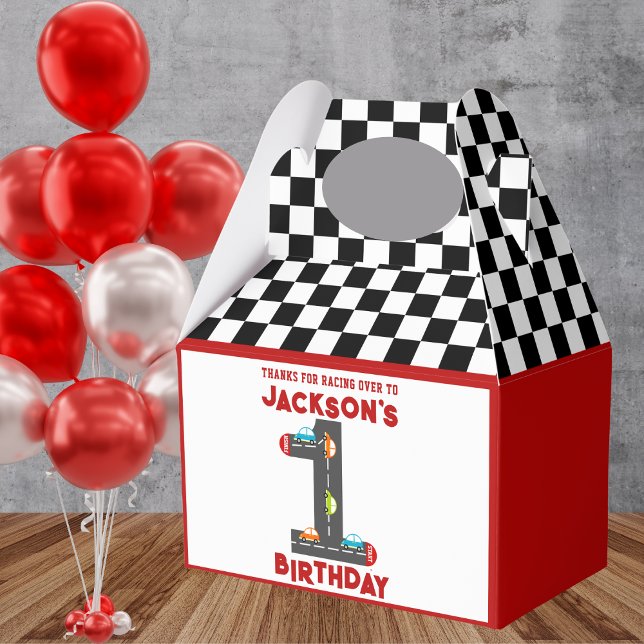 Race Cars First Birthday Kids Party Favour Box (Creator Uploaded)
