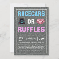 Race Cars or Ruffles Gender Reveal